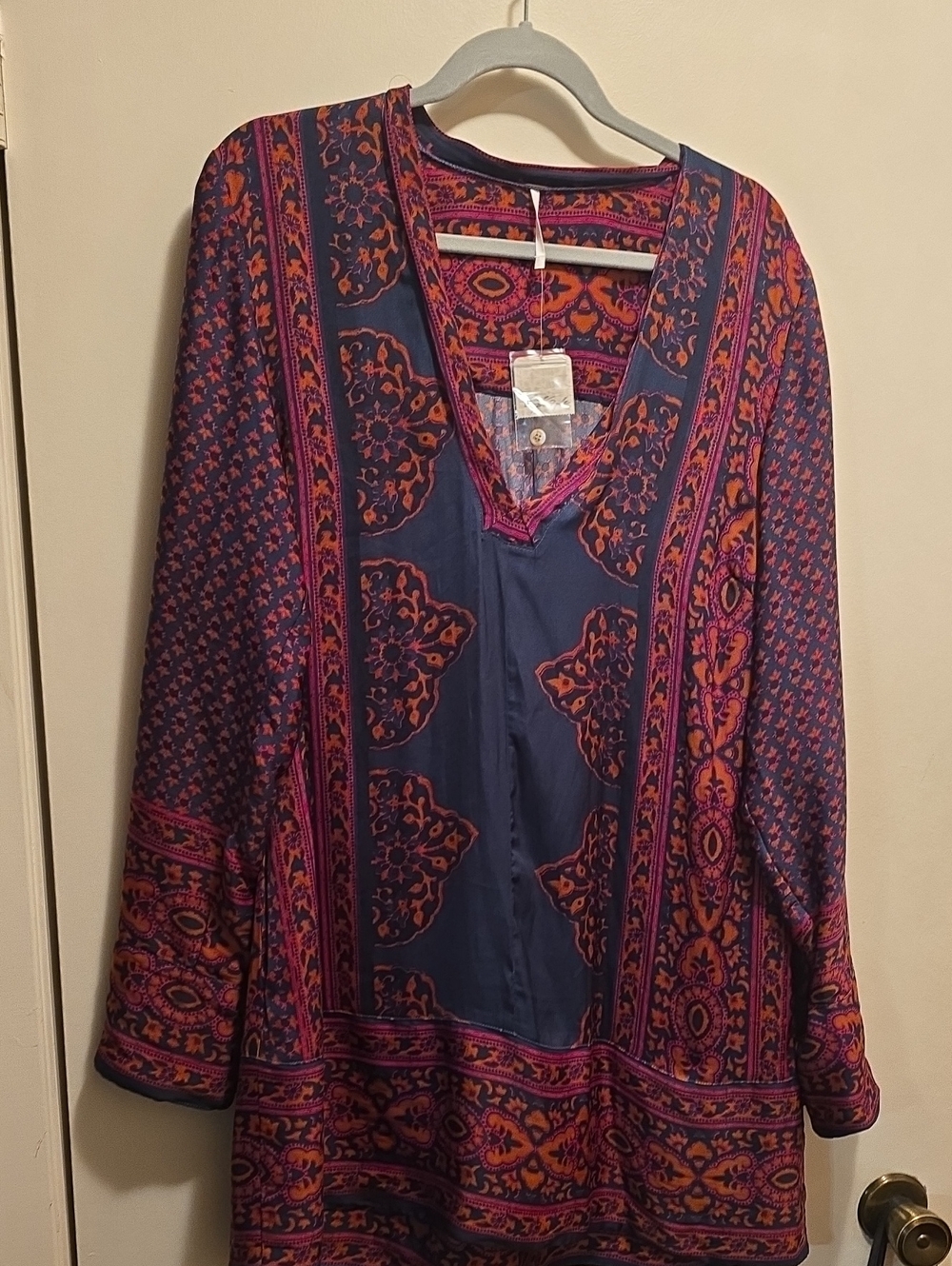 Free People Boho V-Neck Tunic Dress - Picture 2 of 5